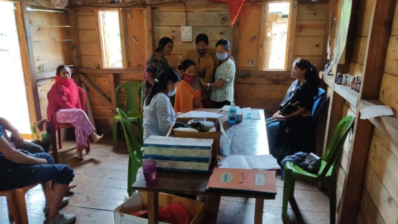 A Covid-19 vaccination camp at Rechim village in Kiphire district in Nagaland. Credit: Kiphire district administration