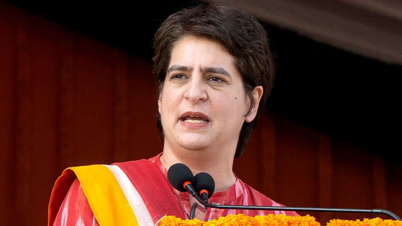 Priyanka Gandhi Vadra, the scion of India's Nehru-Gandhi family that dominates the opposition Congress party, addresses an election campaign rally at Gorakhpur in the northern state of Uttar Pradesh, India, October 31, 2021. Credit: Reuters Photo