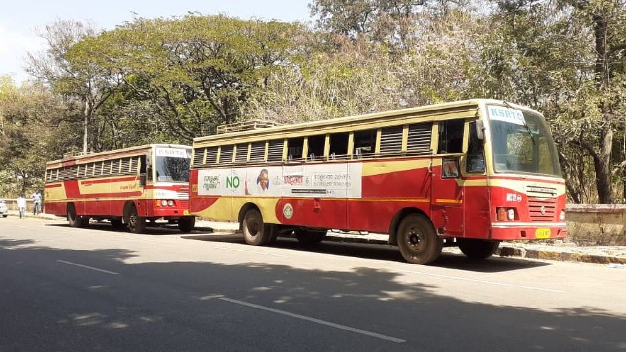 Buses belonging to Kerala State Road Transport Corporation. Credit: DH File Photo