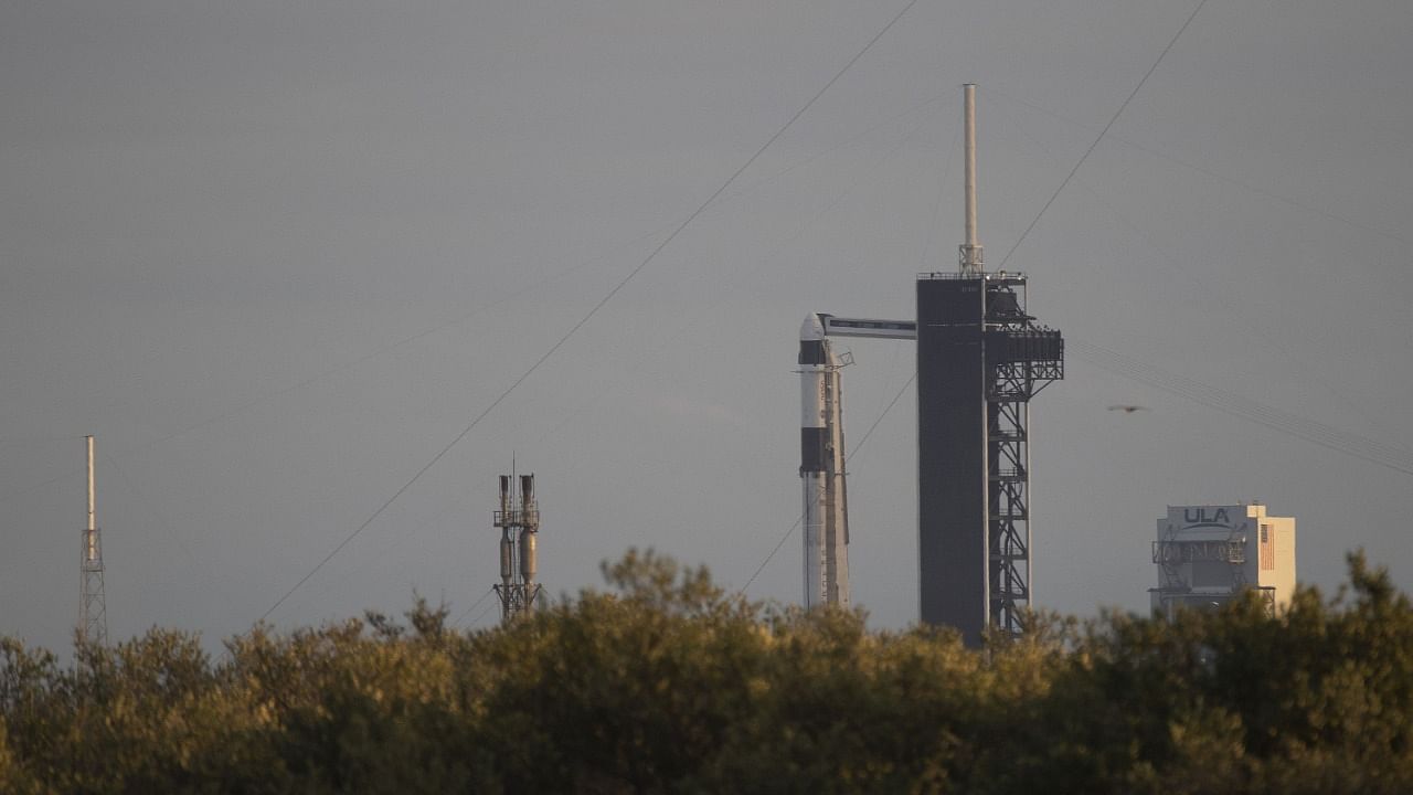 The SpaceX Falcon 9 rocket and Crew Dragon capsule on launch Pad 39A at NASA's Kennedy Space Center. Credit: AFP Photo