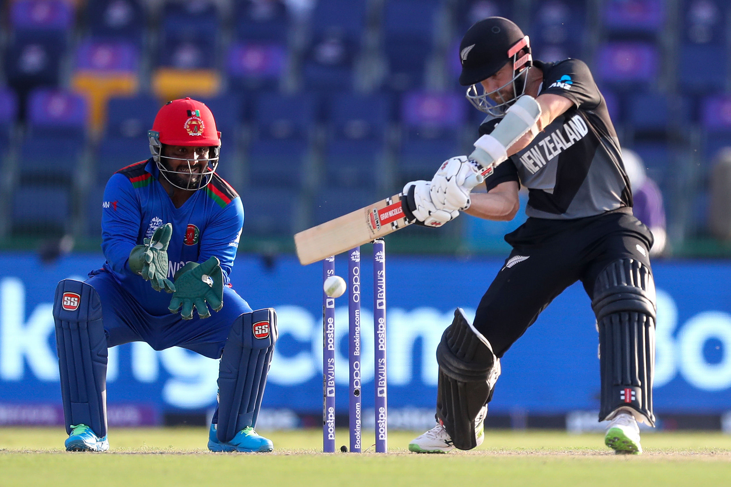New Zealand's captain Kane Williamson bats during the Cricket Twenty20 World Cup match between New Zealand and Afghanistan in Abu Dhabi. Credit: AP Photo