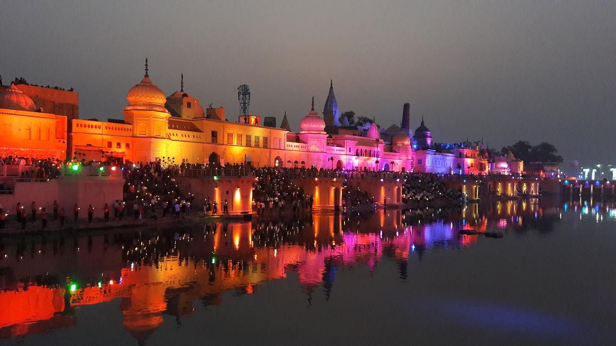 Ayodhya was all decked up with  lights for Deepavali. PIC COURTESY WIKIPEDIA