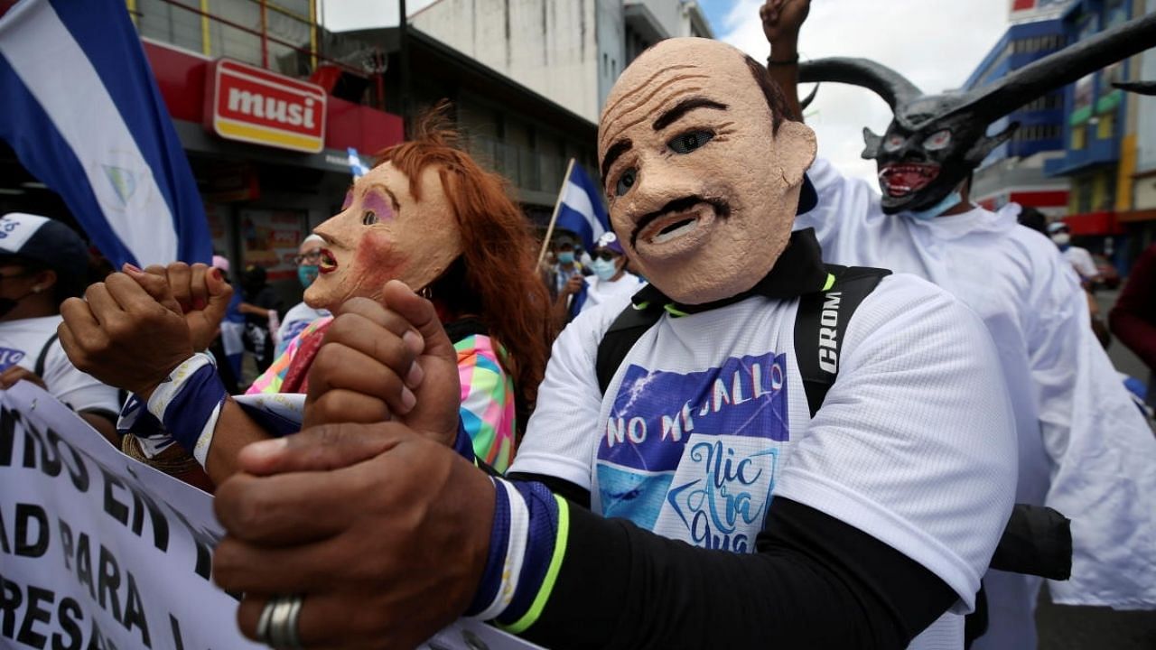 Nicaraguans exiled in Costa Rica protest against the presidential election in Nicaragua, in San Jose. Credit: Reuters Photo