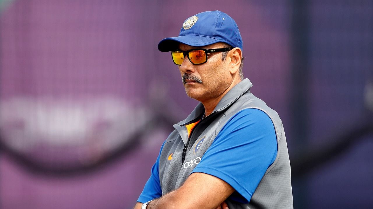 Ravi Shastri during net practice at Old Trafford, Manchester, Britain. Credit: Reuters File Photo