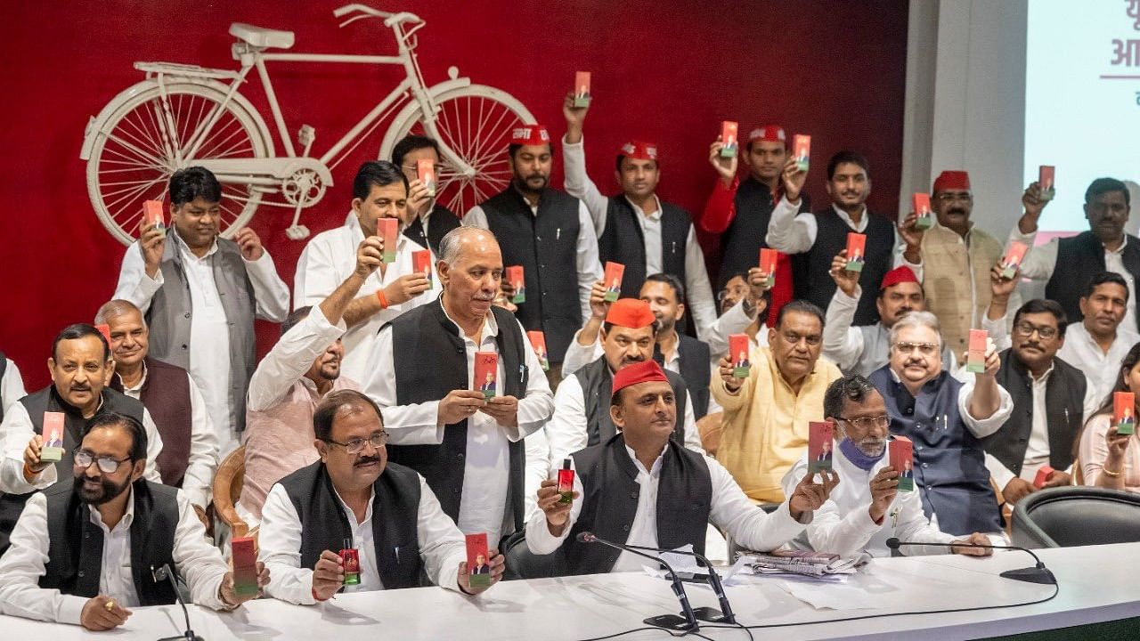In a first, a party has launched its own perfume ahead of the assembly elections. Credit: Twitter/@yadavakhilesh 