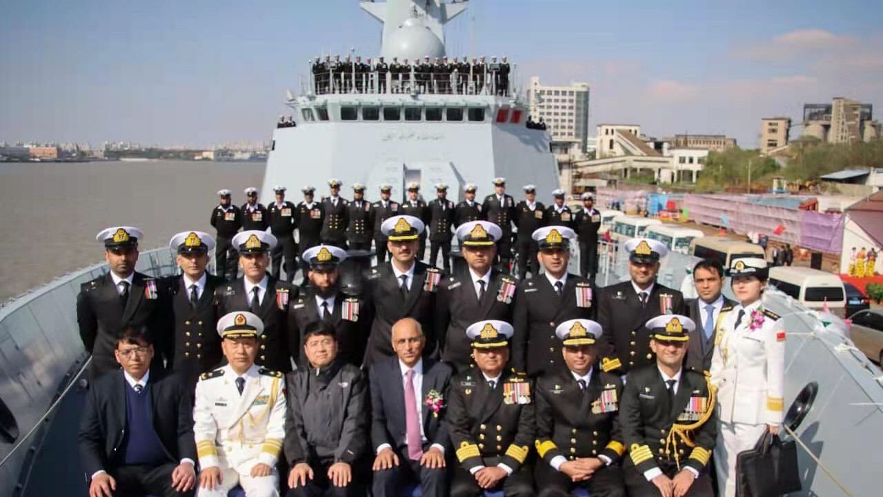 Pakistani Ambassador to China Moin ul Haque said that the commissioning of the PNS Tughril ensures balance of power in the Indian Ocean.Credit: Twitter/@PakinChina_