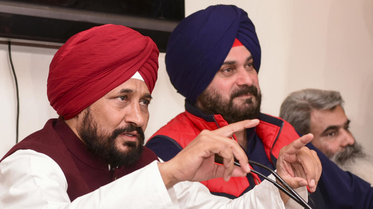 Punjab CM Charanjit Singh Channi during a press conference in Chandigarh. Credit: PTI Photo