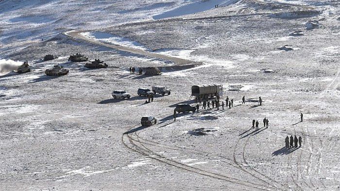 This photo shows PLA soldiers along the LAC in Ladakh region. Representative image. Credit: AFP Photo
