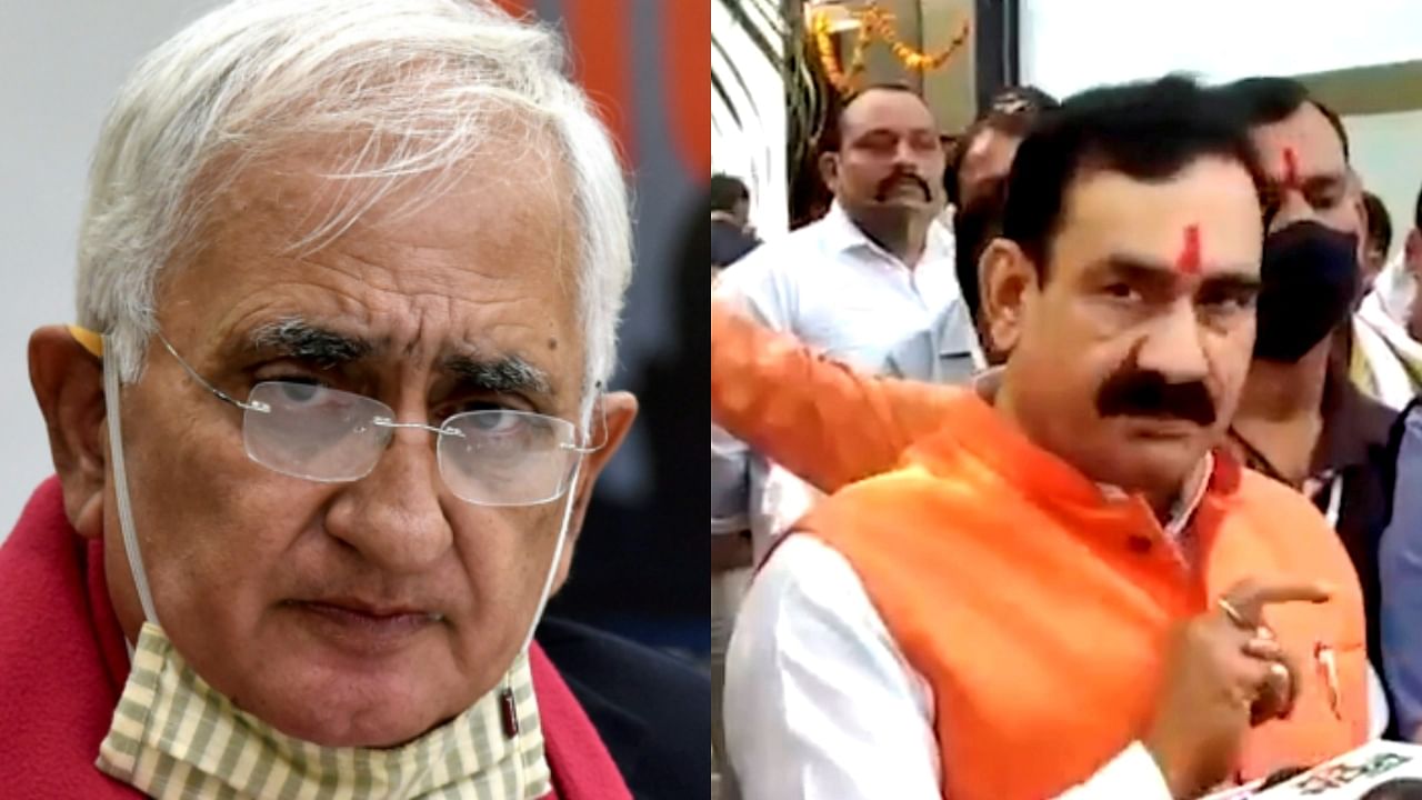 Senior Congress leader Salman Khurshid and MP Home Minister Narottam Mishra. Credit: PTI Photos