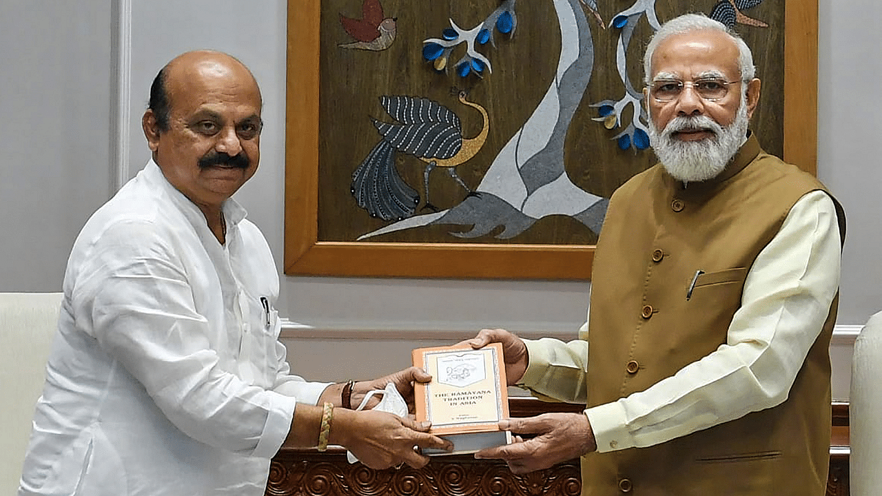 Chief Minister Basavaraj Bommai with Prime Minister Narendra Modi in Delhi on Thursday. Credit: PTI