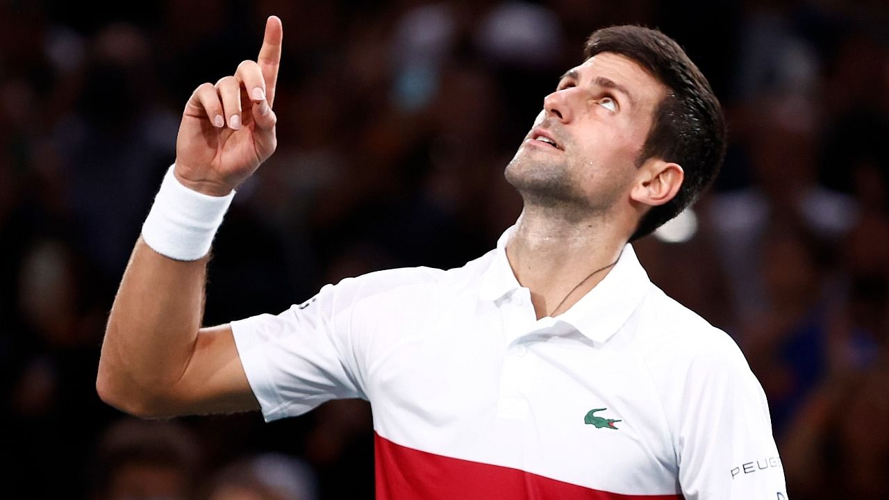 Serbia's Novak Djokovic celebrates winning his final match against Russia's Daniil Medvedev. Credit: Reuters Photo