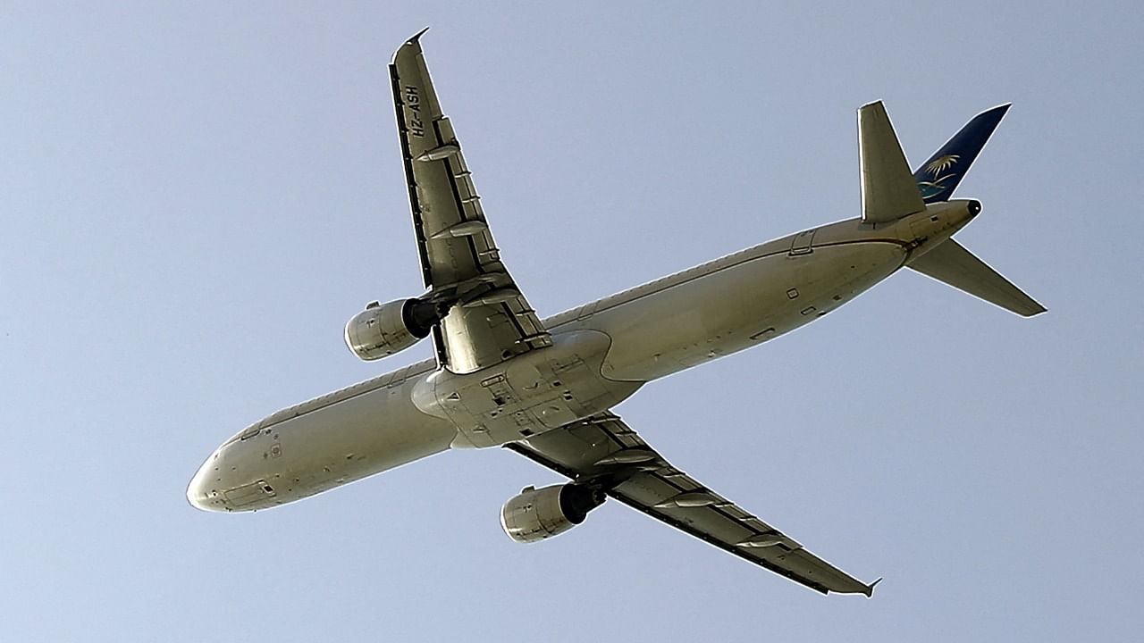 A Saudi Airlines' Airbus A321-211 airliner is seen taking off from Beirut International Airport. Credit: AFP File Photo