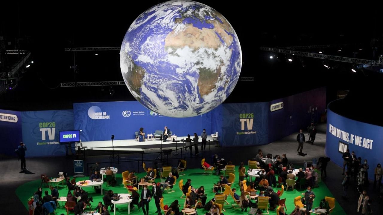 A general view of the Action Hub is pictured during the COP26 UN Climate Change Conference in Glasgow. Credit: AFP Photo