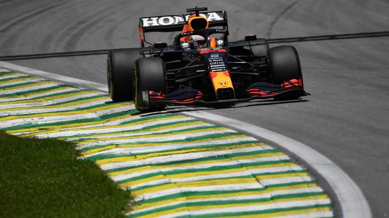 Red Bull's Dutch driver Max Verstappen powers his car. Credit: AFP Photo