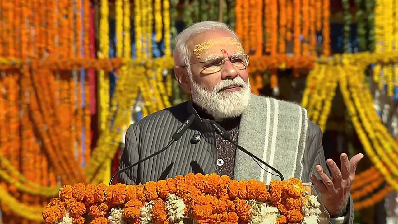 Prime Minister Narendra Modi addresses during his visit to Kedarnath in Uttarakhand. Credit: PTI File Photo