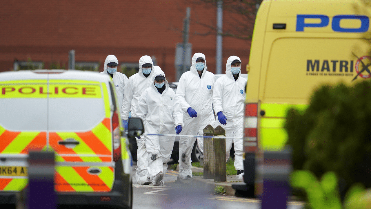 Members of forensic police walk at the site of a car blast outside Liverpool Women's Hospital in Liverpool. Credit: Reuters Photo