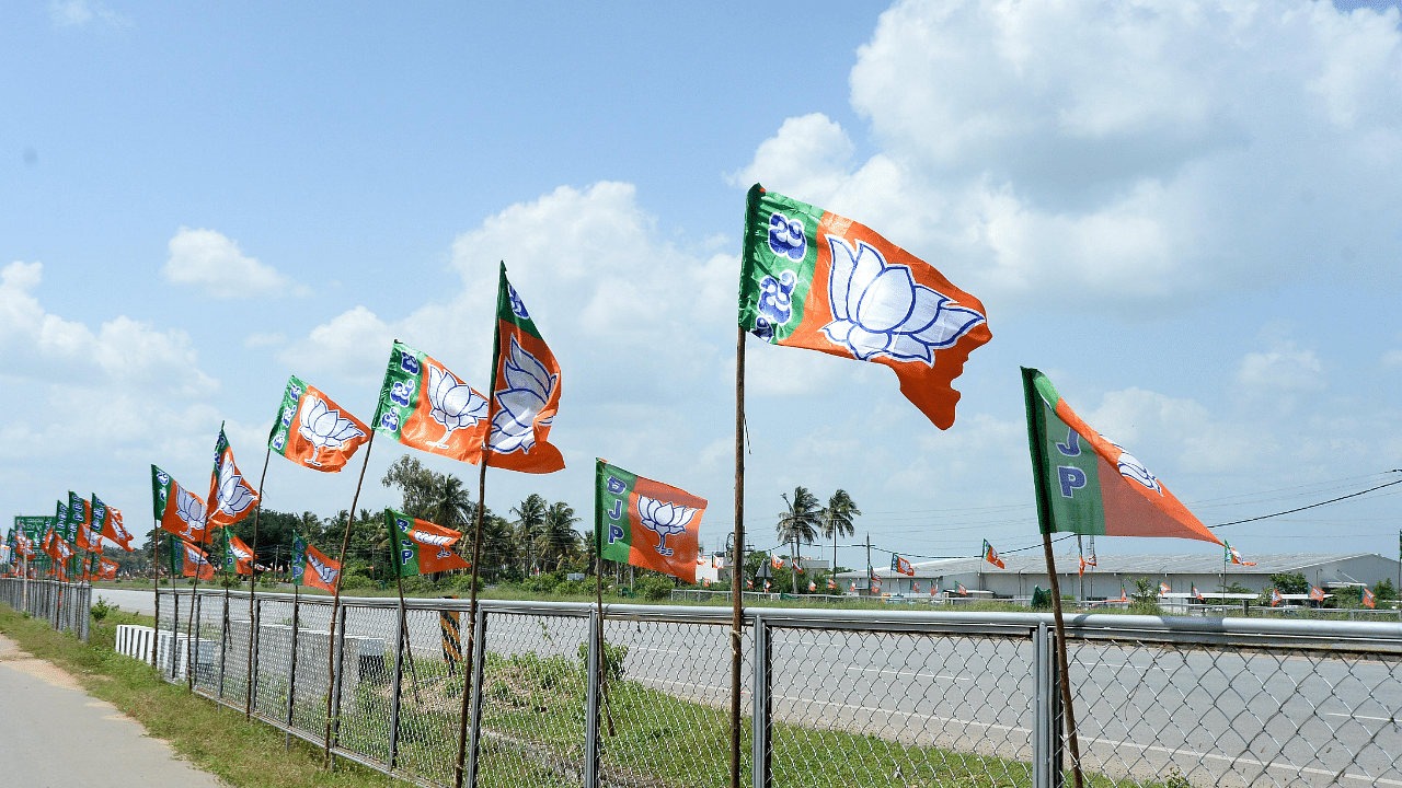 BJP party flag. Credit: DH File Photo