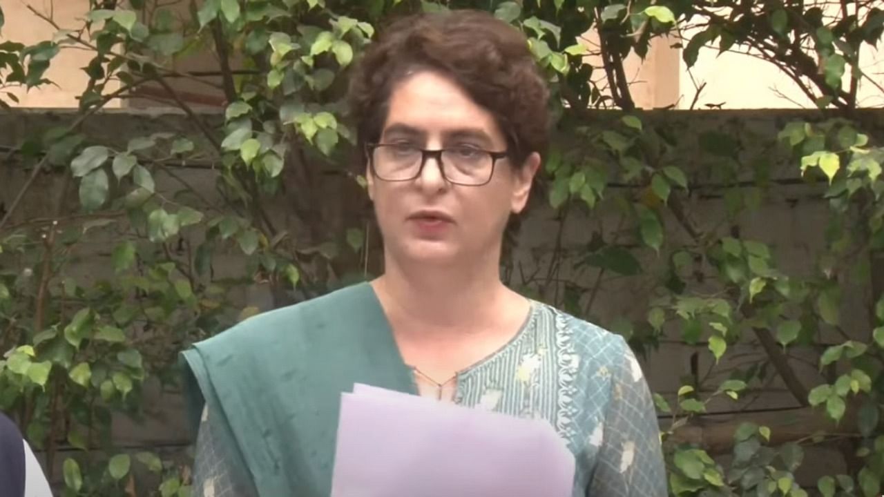 Congress leader Priyanka Gandhi Vadra. Credit: Screengrab of YouTube video/Indian National Congress