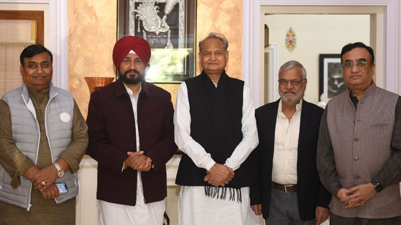 Punjab Chief Minister Charanjit Singh Channi met his Rajasthan counterpart Ashok Gehlot. Credit: Twitter/@@ashokgehlot51