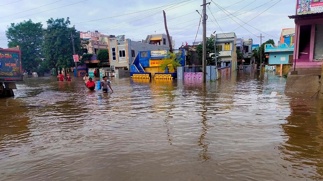 A flooded area after heavy rain in Kadapa, Andhra Pradesh. Credit: PTI Photo
