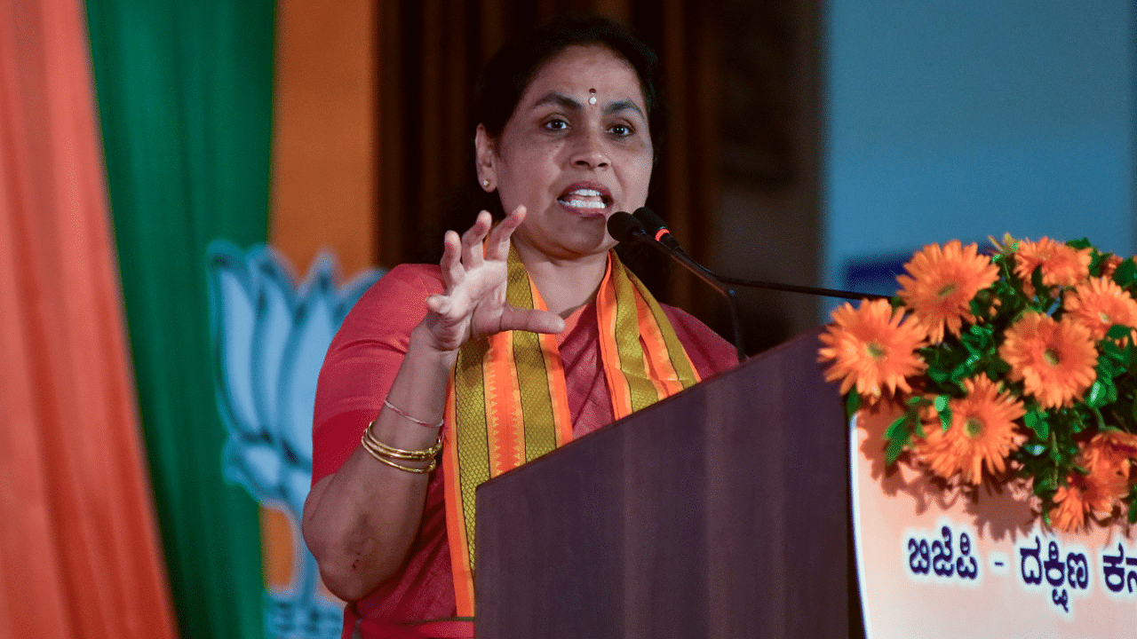 Minister of State for Agriculture and Farmers' Welfare Shobha Karandlaje. Credit: DH Photo
