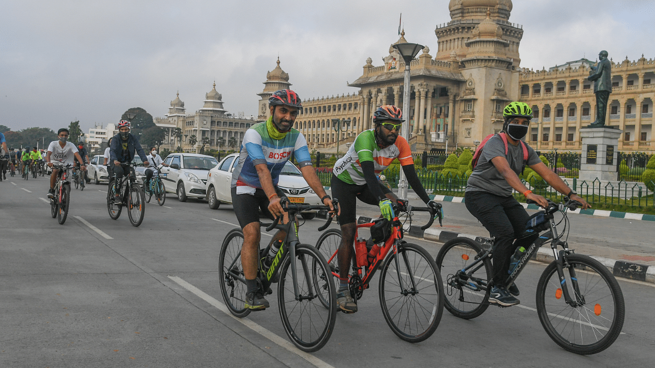 Cyclist participated in Yclothon Cycle for Freedom. Credit: DH File Photo