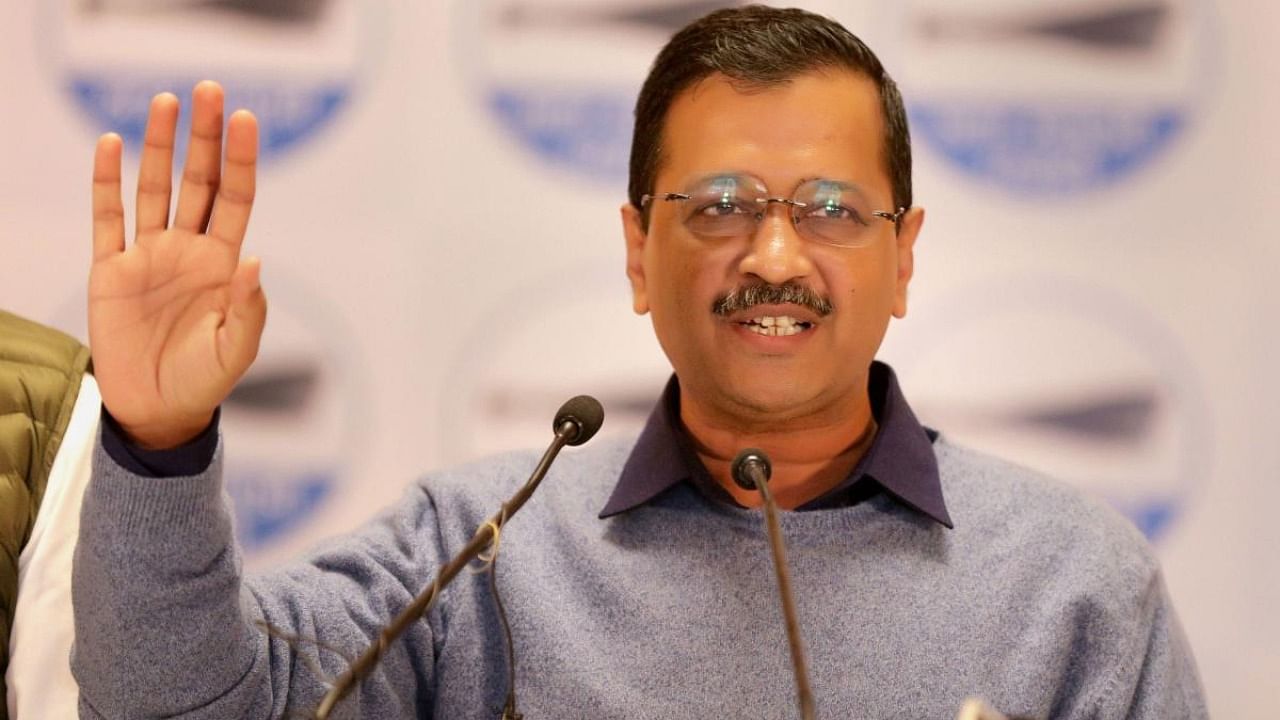Aam Aadmi Party (AAP) Convener Arvind Kejriwal addresses a press conference in Amritsar. Credit: PTI Photo