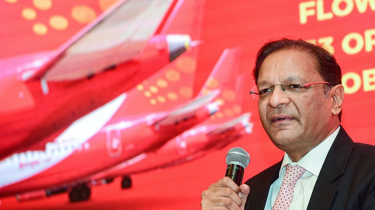  SpiceJet Chairman and Managing Director Ajay Singh during a press conference to celebrate the return of Boeing 737 MAX to service. Credit: PTI Photo
