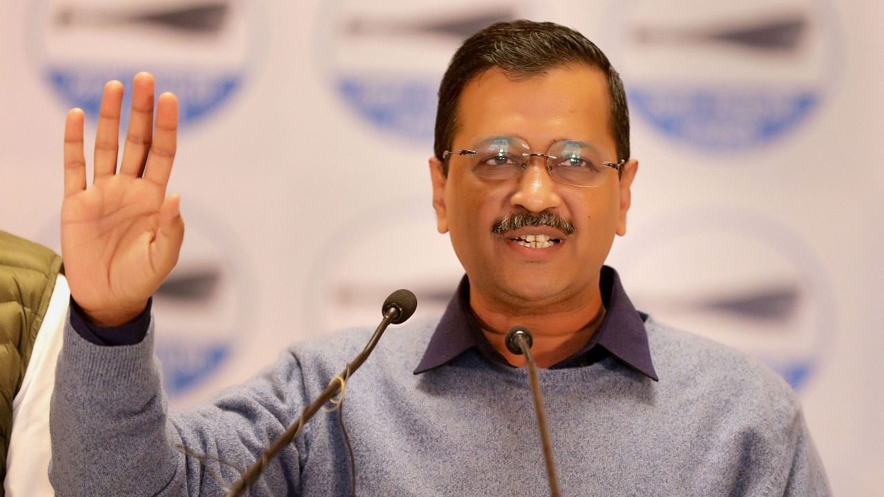 Aam Aadmi Party (AAP) Convener Arvind Kejriwal addresses a press conference in Amritsar. Credit: PTI Photo