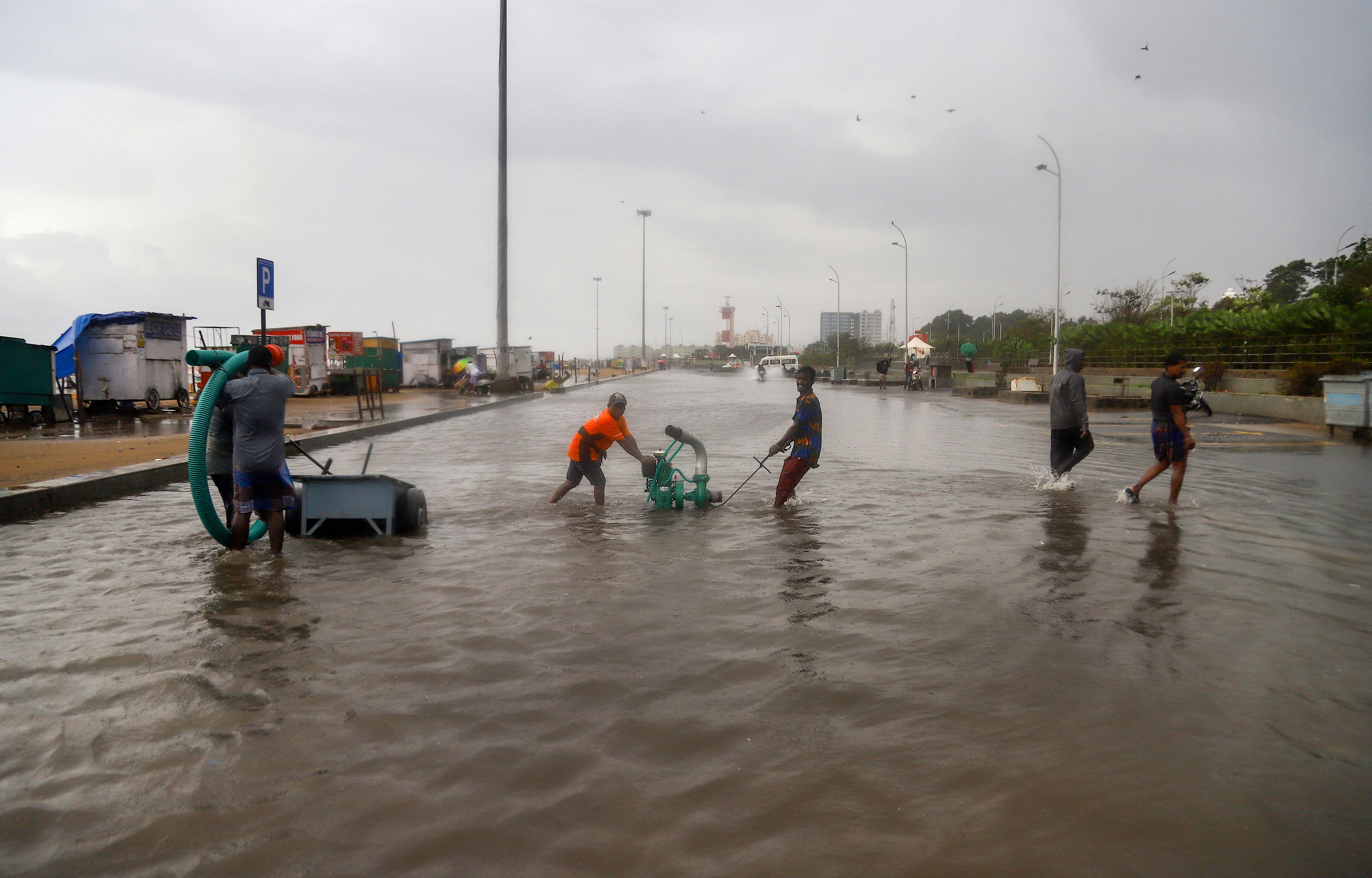 A view of the road adjoining Marina beach. Credit: PTI Photo