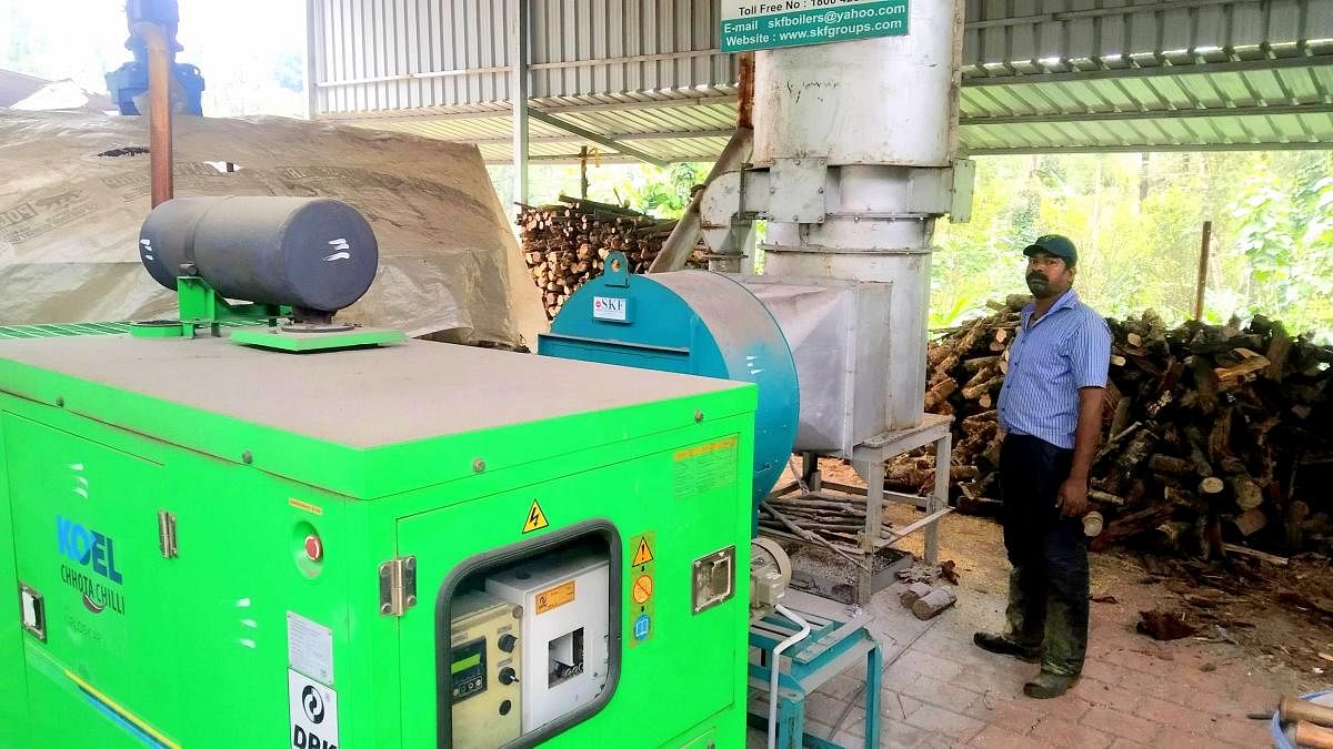 A coffee drier machine installed at Doddamalte village in Somwarpet taluk. DH Photo