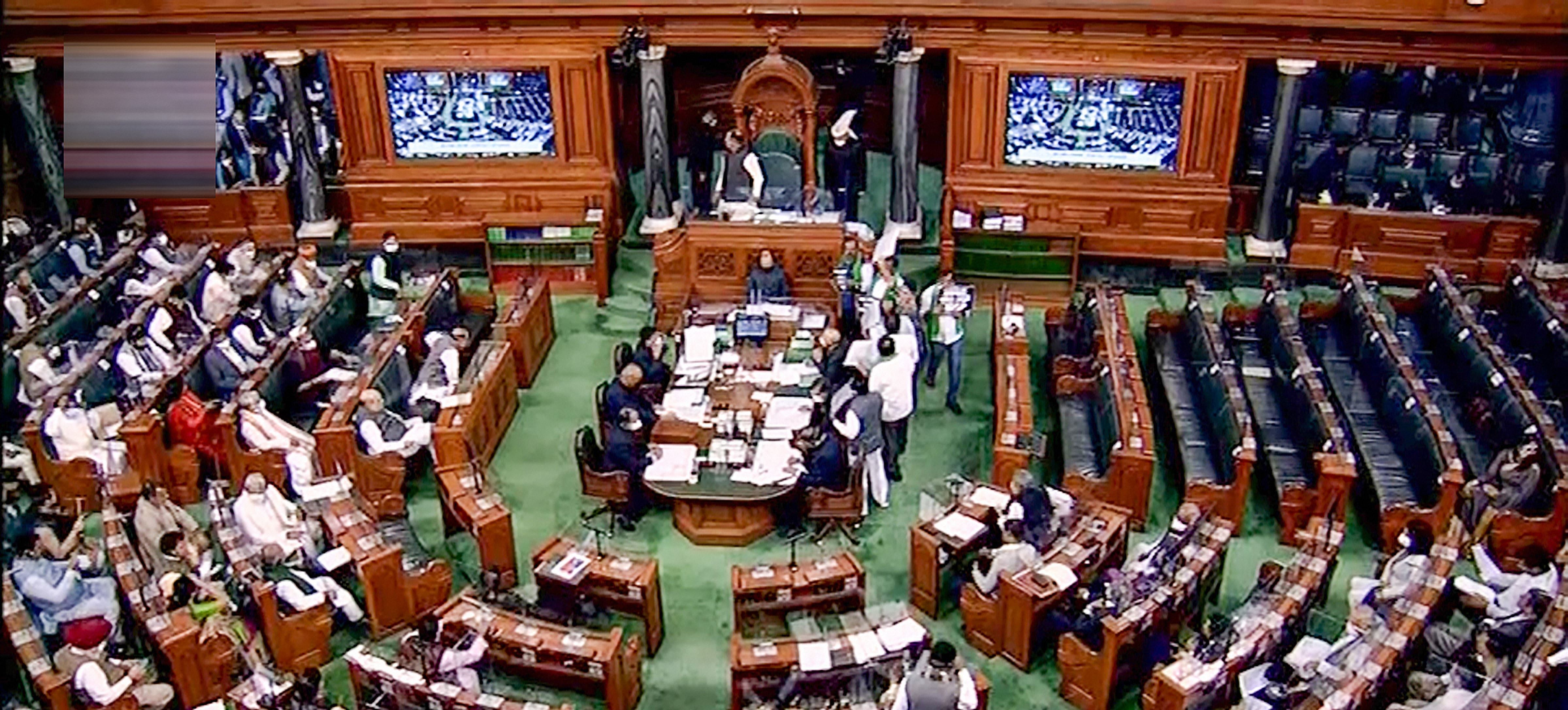 "We have decided to oppose the way democracy has been tattered in Rajya Sabha by suspending 12 MPs. We have decided to oppose such  dictatorial attitude of the government," Adhir Ranjan Chowdhury, Congress leader in the Lok Sabha, said after the walkout. Credit: PTI Photo