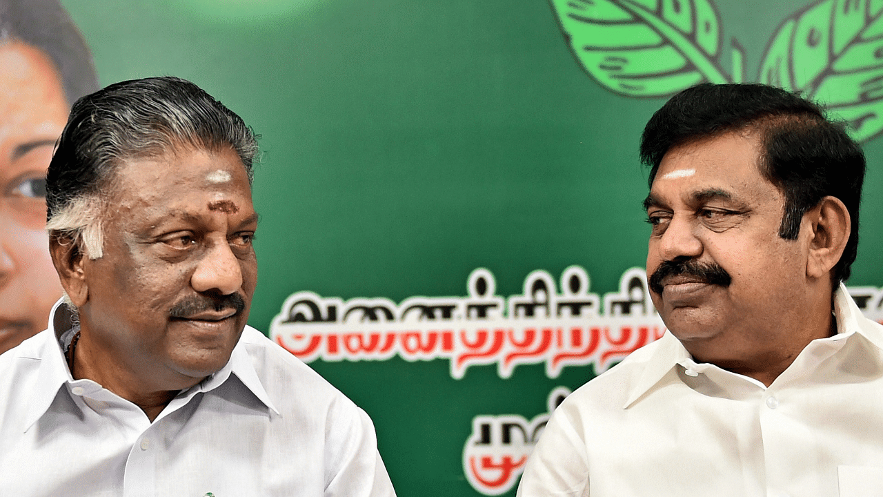 E Palanisamy (EPS) and O Panneerselvam (OPS). Credit: PTI Photo