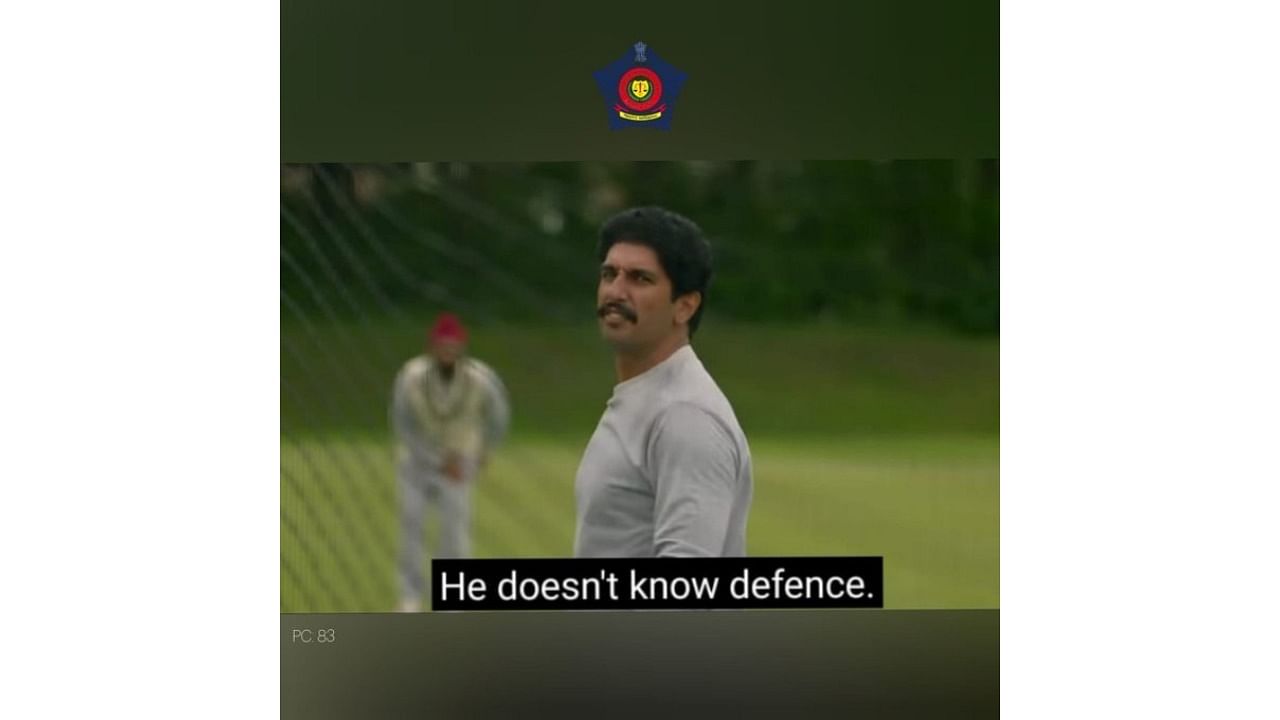 The department used one of the lines from the trailer to send out a message to people who ignore Covid-19 safety protocols. Credit: Twitter/@@MumbaiPolice