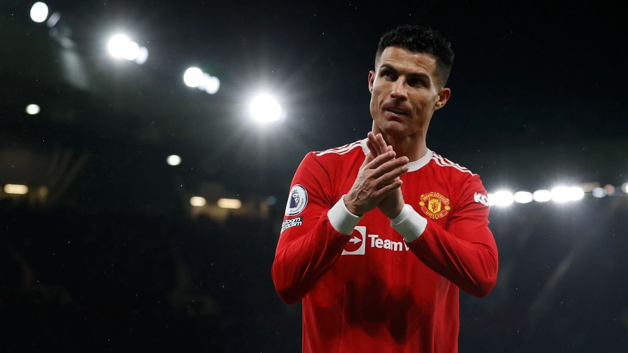 Manchester United's Cristiano Ronaldo applauds fans after he was substituted. Credit: Reuters Photo