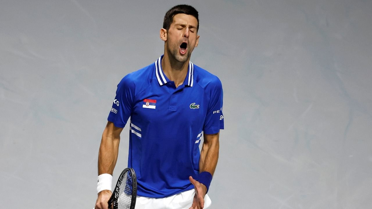 Serbia's Novak Djokovic reacts during his match against Croatia's Marin Cilic. Credit: Reuters Photo
