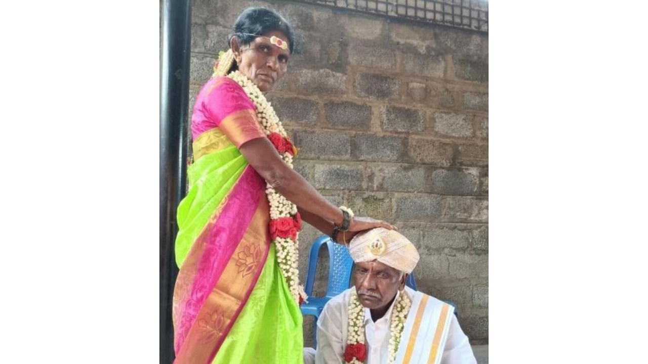 Chikkanna and Jayamma at their wedding. Credit: Special Arrangement