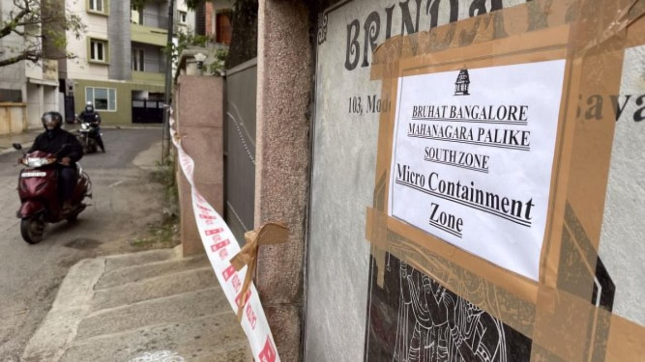 A house in Basavanagudi was declared as a micro-containment zone on Friday. Credit: DH Photo