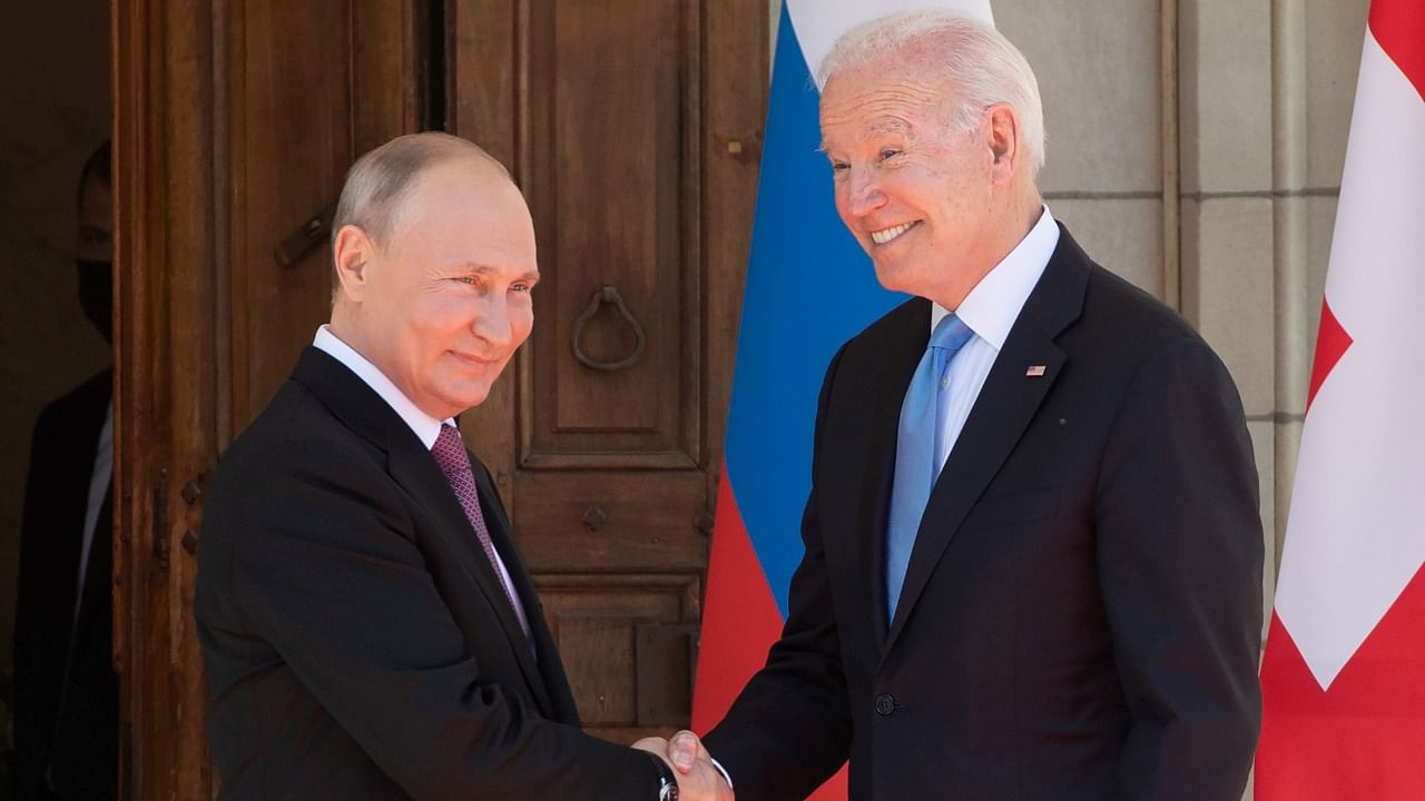 US President Joe Biden with Russian counterpart Vladimir Putin. Credit: Reuters File Photo
