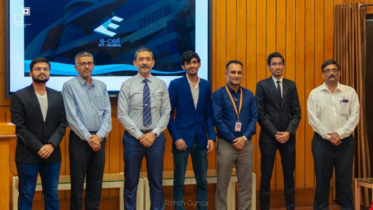 Founders of the E-Cell of Manipal Institute of Technology (MIT) with MIT Director Dr Anil Rana.