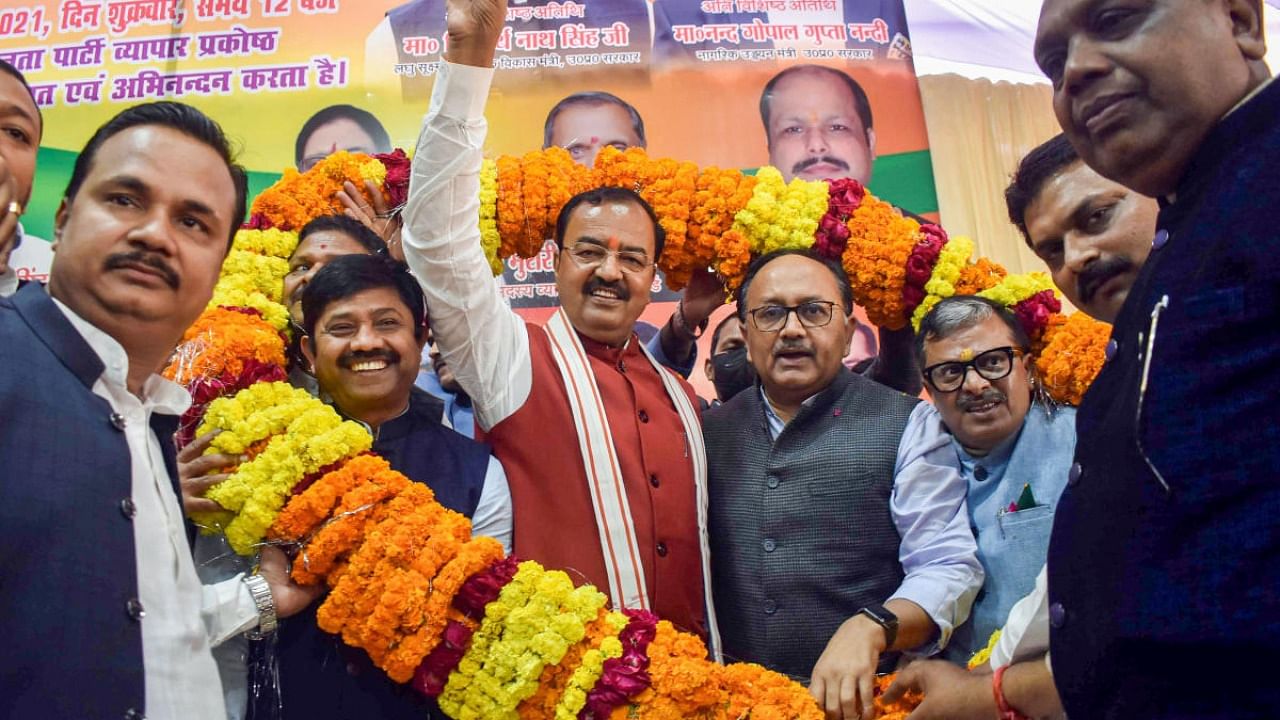Keshav Prasad Maurya said that 'lungichap' goondas carrying arms used to terrorise the people and traders and grab their lands during the previous SP regime. Credit: PTI Photo
