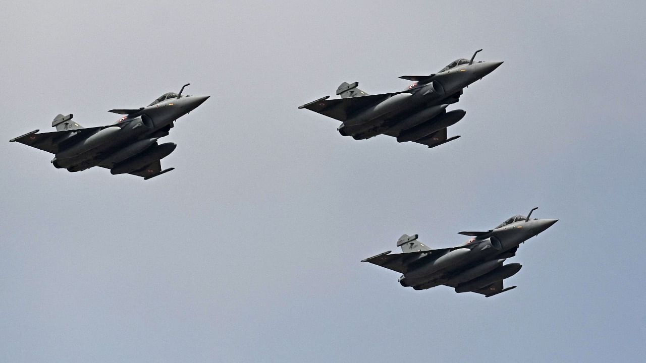 French-produced Rafale fighter jets in action. Credit: AFP Photo