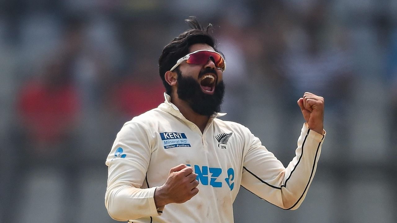 New Zealand spinner Ajaz Patel. Credit: AFP Photo