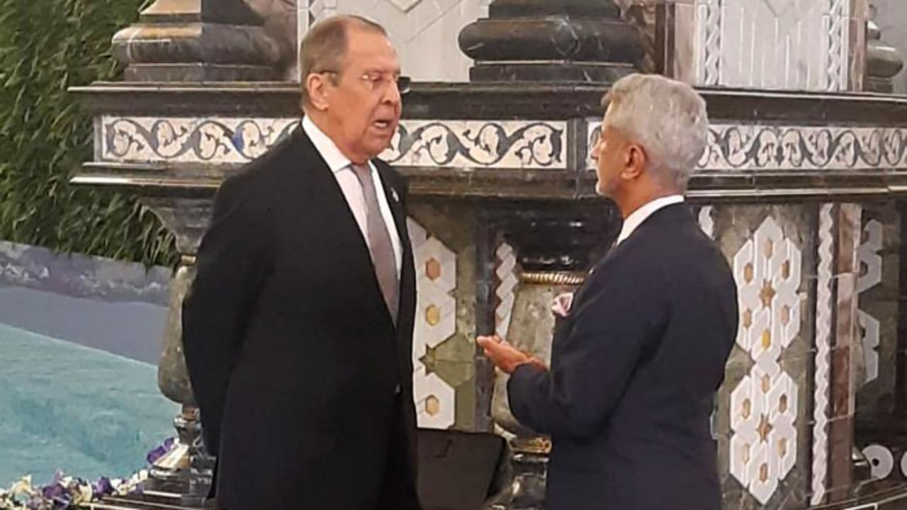 External Affairs Minister S Jaishankar with his Russian counterpart Sergey Lavrov. Credit: PTI File Photo