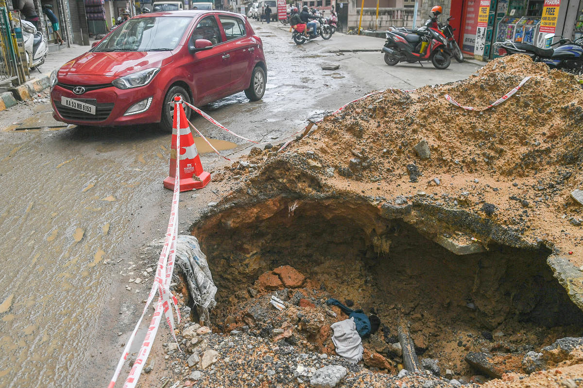 While the recent incessant rains did have an impact on the roads, much of the damage has been caused by their reckless and repeated digging. Credit: DH Photo
