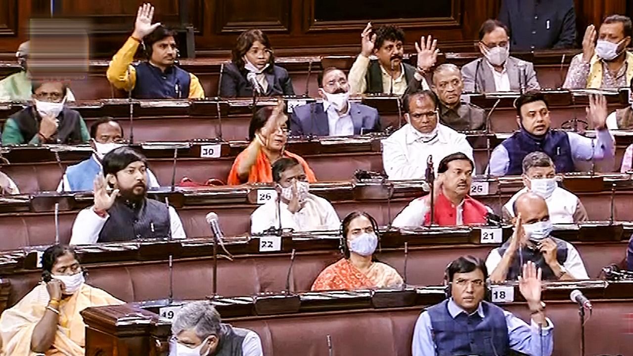 A view of the Rajya Sabha proceedings. Credit: PTI Photo