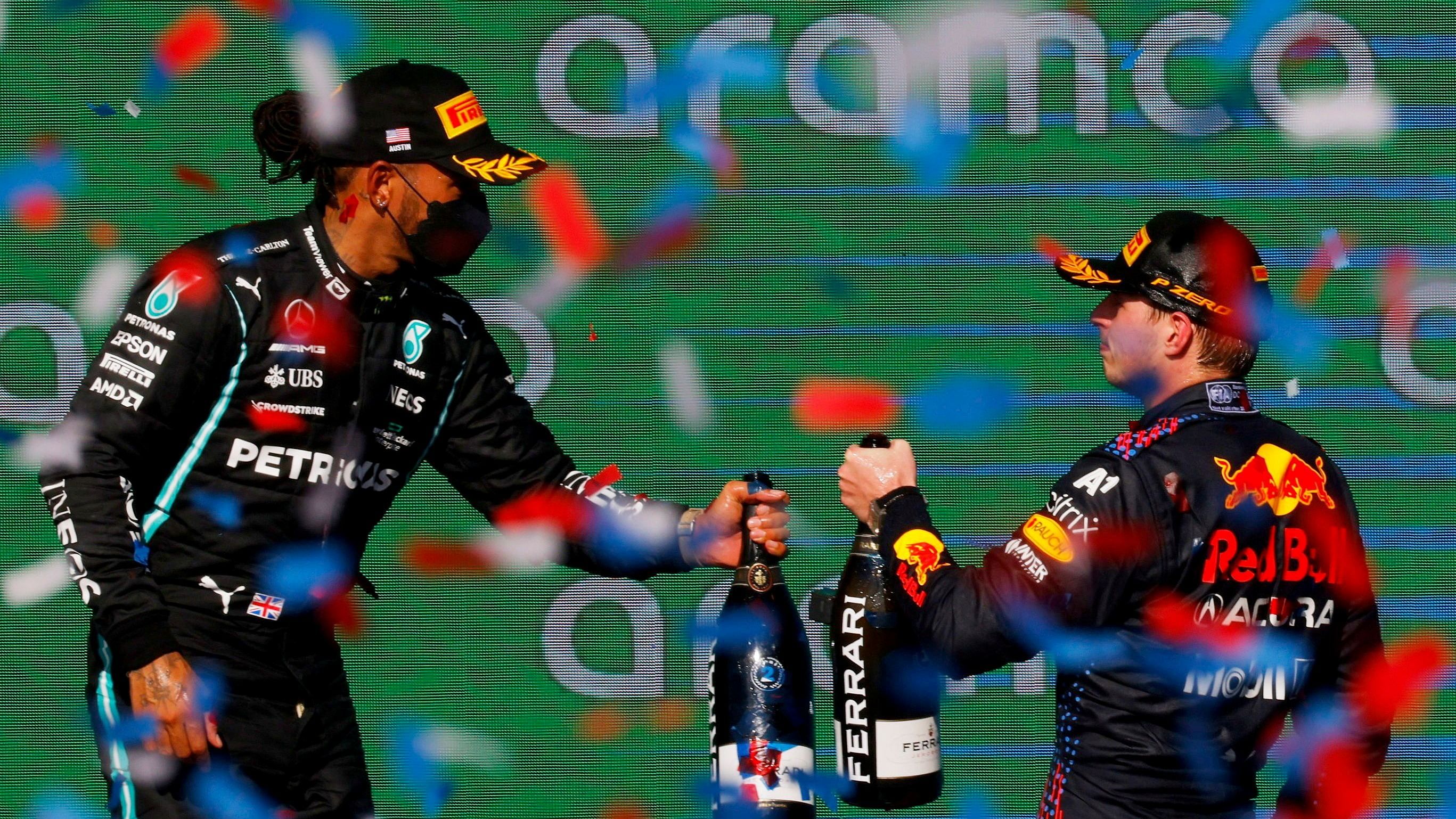 The arch rivals head into the season finale level on points but Verstappen has a slight advantage, having won nine races to Hamilton's eight. Credit: Reuters File Photo