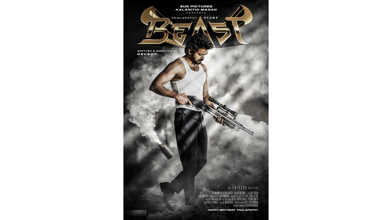 The official poster of 'Beast'. Credit: Twitter/@actorvijay