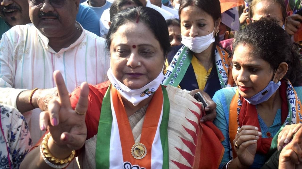 TMC candidate and sister-in-law of CM Mamata Banerjee, Kajari Banerjee. Credit: IANS Photo