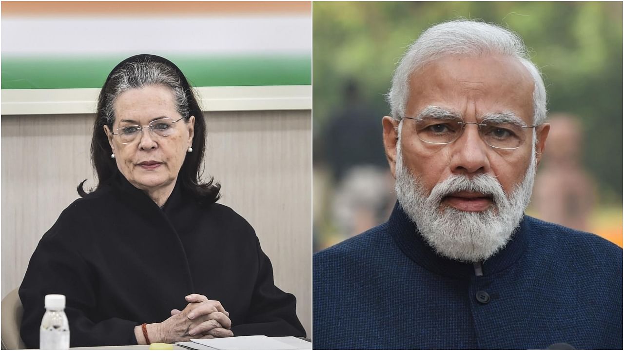 Congress president Sonia Gandhi and PM Narendra Modi. Credit: PTI Photo